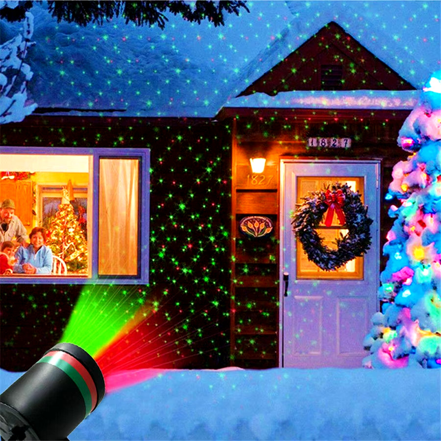 Movable Full Sky Star Christmas Laser Projector DJ Disco Ball Stage Light Outdoor Red Green Garden Lawn Lamps Holiday Lighting