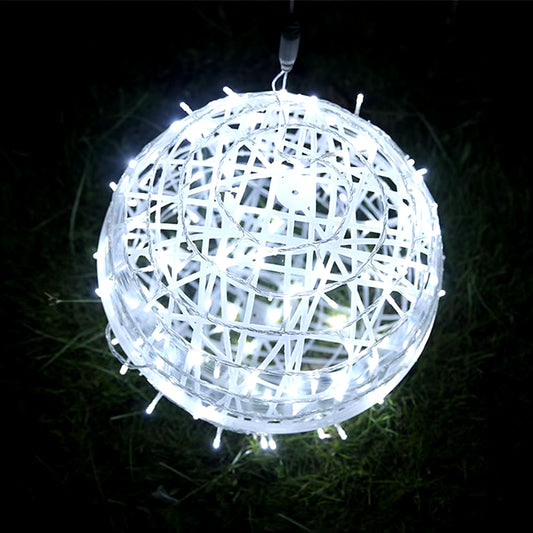 30CM Christmas Tree Rattan Ball Hanging String Light Outdoor Sepak Takraw Globe Ball Fairy Light Garland for Holiday Patio Decor