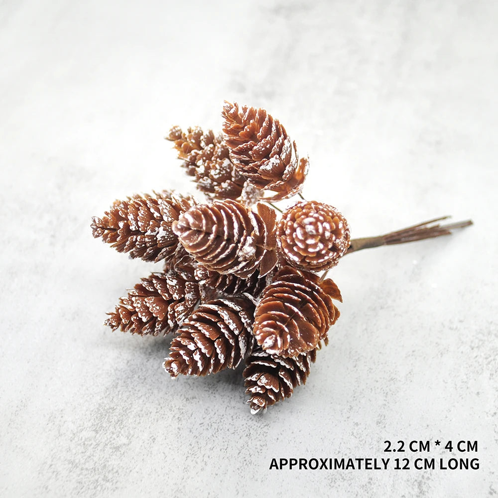 12Pcs Artificial Plant Pine Cones Wholesale Artificial Flowers for Family Christmas DIY Garland Wreath Wedding Decoration