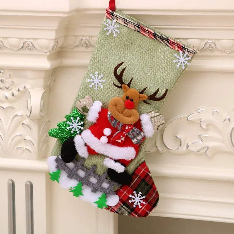 Christmas Stockings 2023 Xmas Ornament Christmas Sock 3D Pattern Xmas Gift Bag for Kids Christmas Navidad Decoration New Year