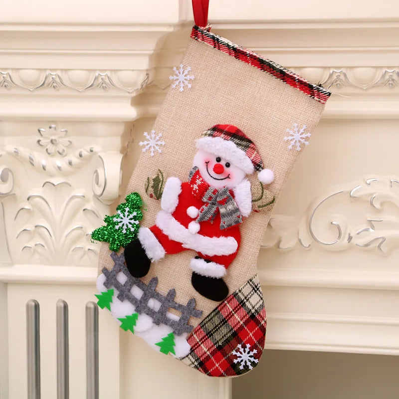 Christmas Stockings 2023 Xmas Ornament Christmas Sock 3D Pattern Xmas Gift Bag for Kids Christmas Navidad Decoration New Year