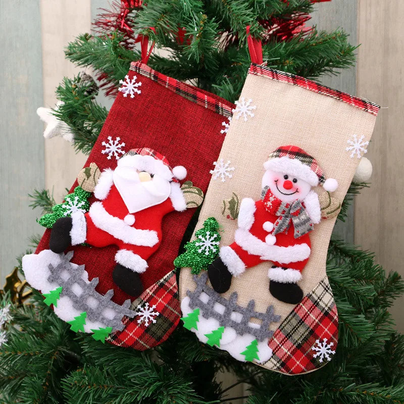 Christmas Stockings 2023 Xmas Ornament Christmas Sock 3D Pattern Xmas Gift Bag for Kids Christmas Navidad Decoration New Year