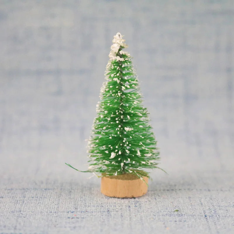 12Pcs Miniature Artificial Christmas Tree Mini Snow Frost Tree Pine Tree Christmas DIY Party Decoration Craft Christmas Ornament