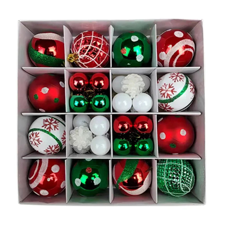 42Pcs Christmas Ball Ornaments Shatterproof Clear Plastic Decorative Balls Set for Xmas Tree Holiday Decor Hooks Included