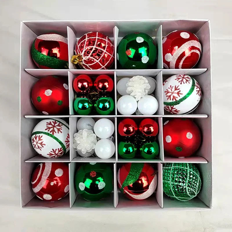 42Pcs Christmas Ball Ornaments Shatterproof Clear Plastic Decorative Balls Set for Xmas Tree Holiday Decor Hooks Included