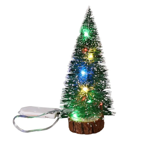 1Pc LED Light Mini Artificial Christmas Trees Decorations Festival Tabletop Miniature Snow Frost Xmas Tree Decor 4Sizes