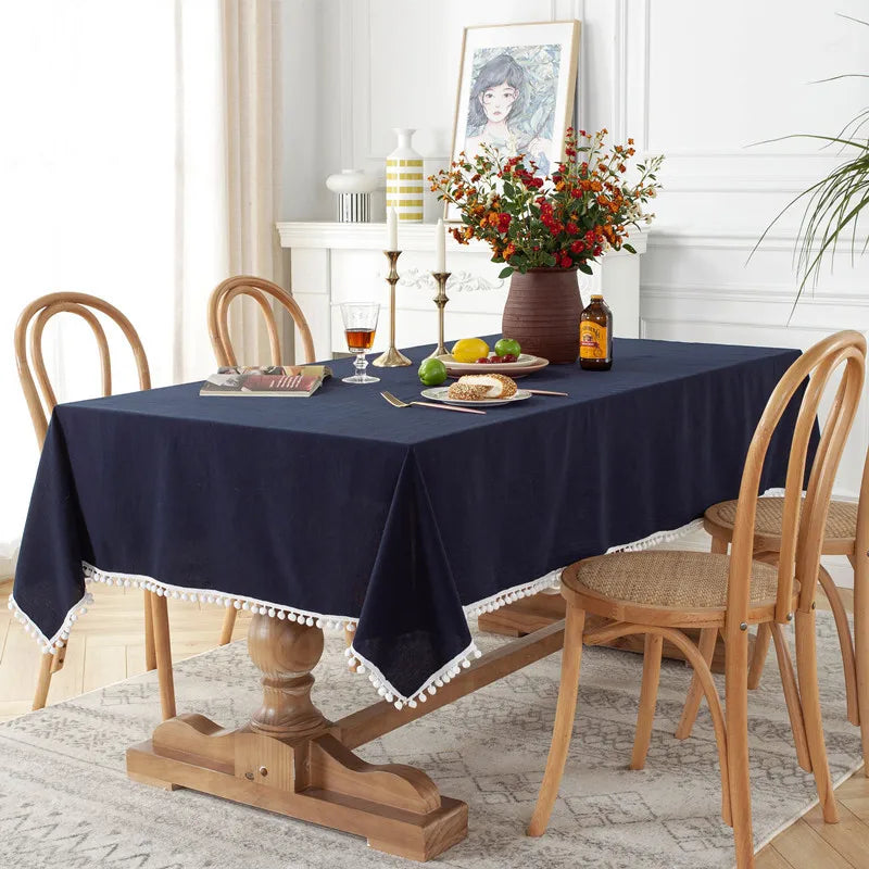 Cotton Fabric Tablecloth Tassels Stitching Washable Table Cloth for Wedding Party Dining Banquet Decoratio Christmas Table Cover