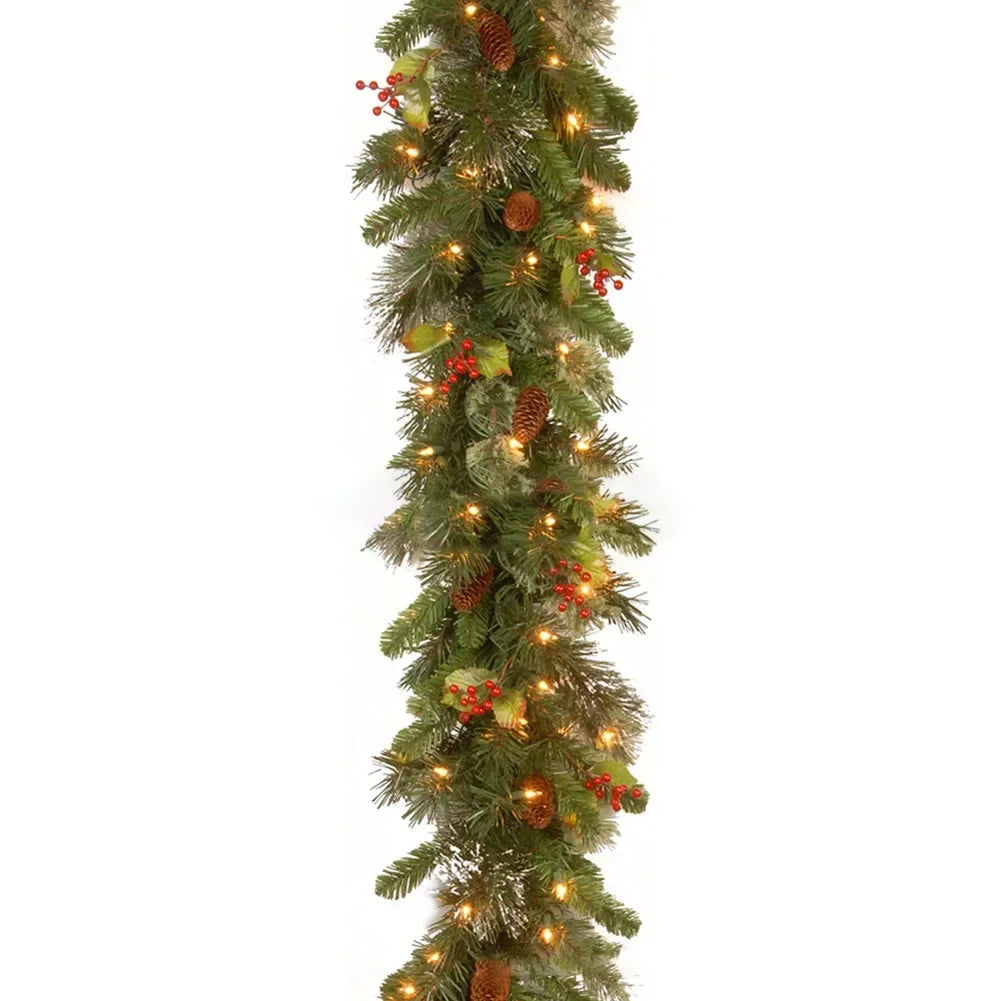 1.8M Christmas Pine Vine Garland with Red Berries Rattan Home Party Wall Door Decor Christmas Tree Ornaments Xmas Wreath