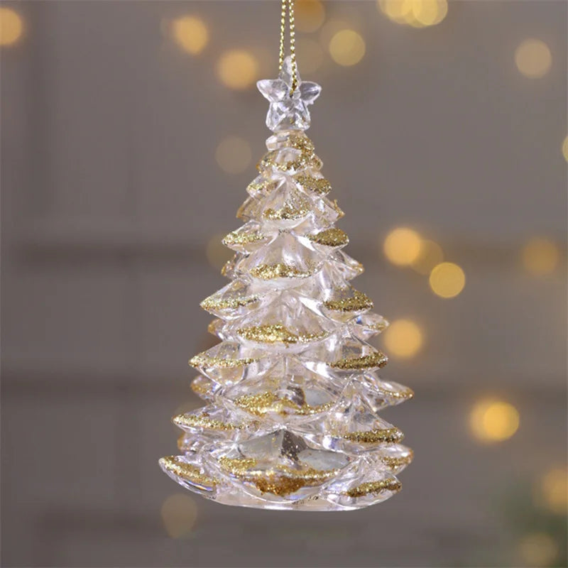 Snowflake Icicle Drop Ornaments Crystal Christmas Tree Transparent Decoration Pendant Christmas Home Decoration Navidad 2024