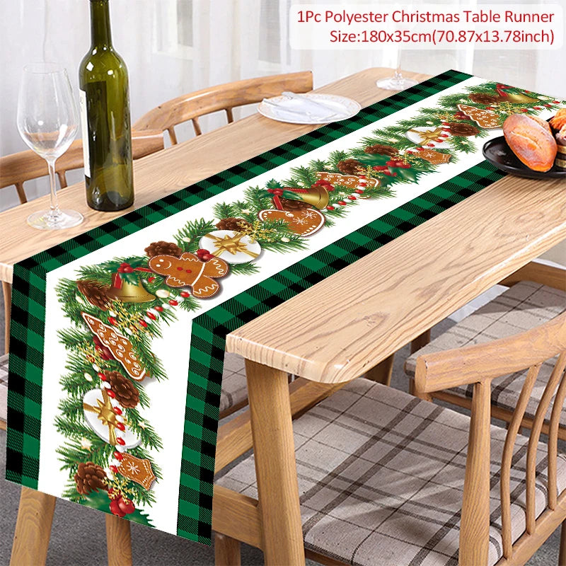 Christmas Table Runner Merry Christmas Decoration for Home Tablecloth Cover Xmas Ornament Navidad Noel Gifts New Year Party 2023