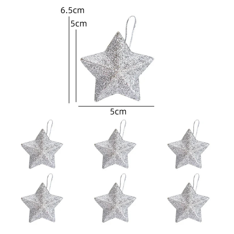 Gold Glitter Star Ornaments Christmas Tree Hanging Pendant 2024 Christmas Decorations for Home Navidad New Year Party DIY Gift