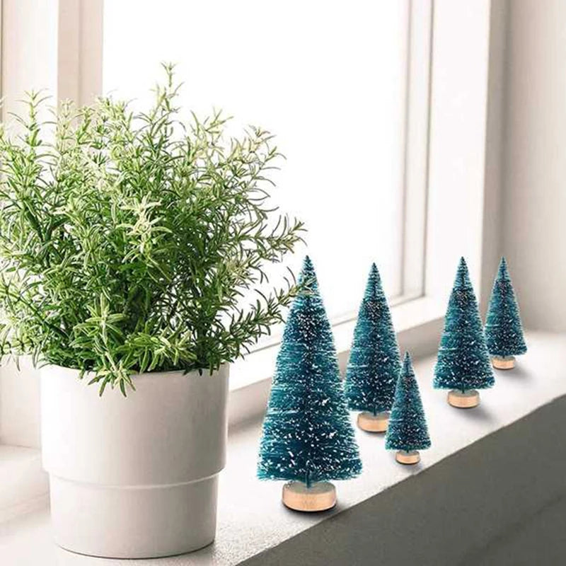 50PCS Miniature Artificial Christmas Tree Small Snow Frost Trees Pine Trees Christmas DIY Party Decoration Crafts