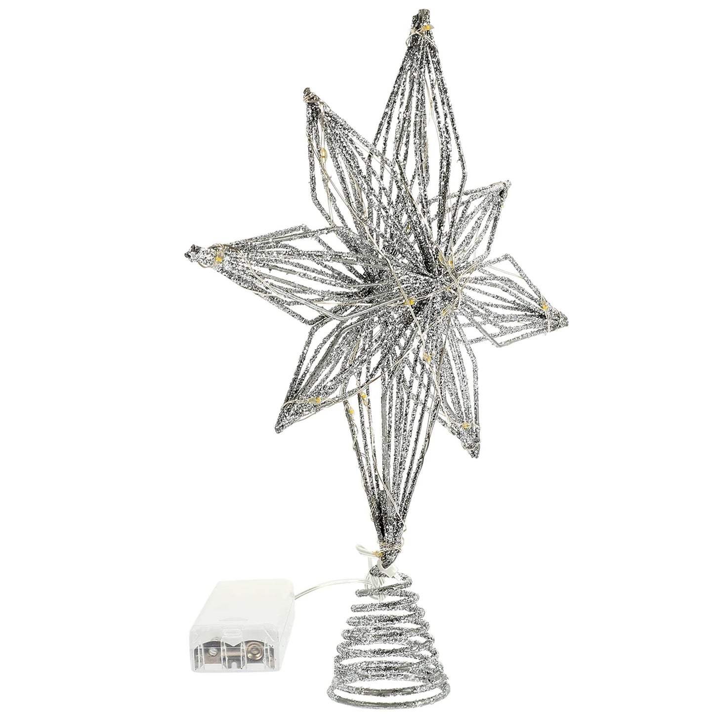 Decorate Christmas Tree Top Star Decorations Finials Wrought Iron Lighted Xmas Ornament