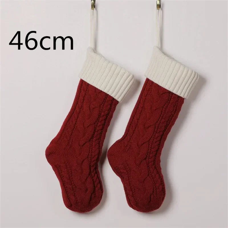 18"/46CM Large Capacity Christmas Gift Bag Decorative Socks Christmas Stocking Hanging Xmas Tree Ornaments Christmas Decorations