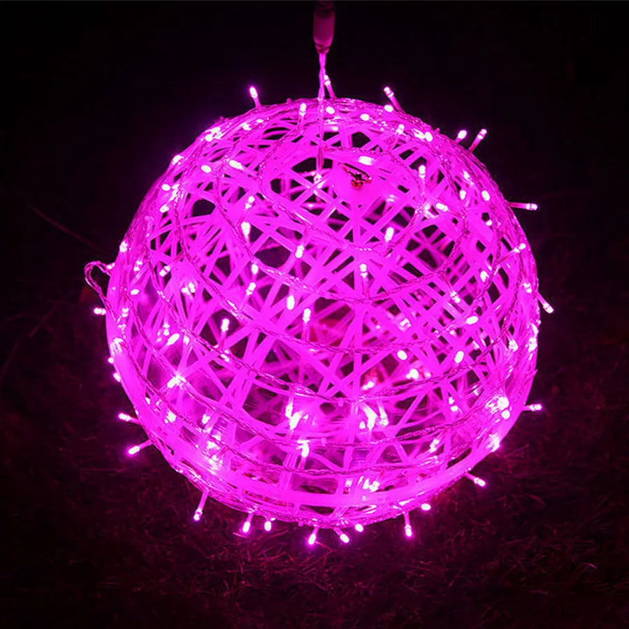 30CM Christmas Tree Rattan Ball Hanging String Light Outdoor Sepak Takraw Globe Ball Fairy Light Garland for Holiday Patio Decor