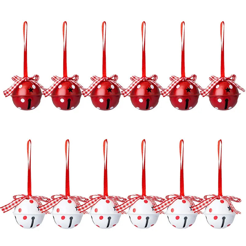 12Pcs Christmas Snowflake Jingle Bell Metal Decorative Pendant for Christmas Tree Ornament Home Party Decoration Supplies