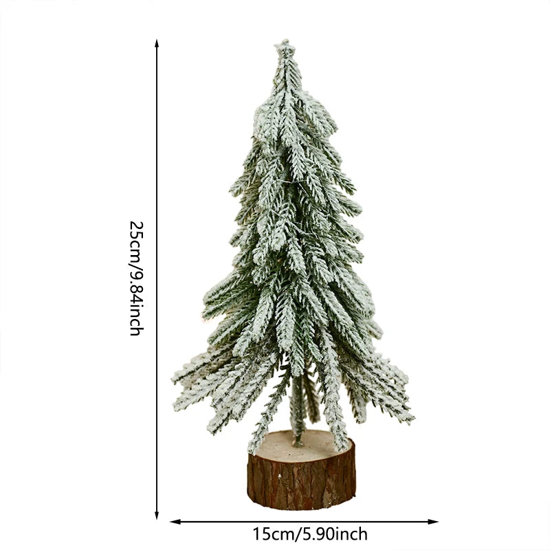 18Cm Mini Snow-Frosted Pine Needle Christmas Tree Tabletop Decoration Small Desktop Ornament Festive Home and Office Decor