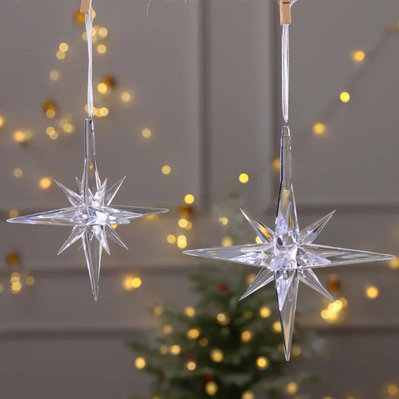 Snowflake Icicle Drop Ornaments Crystal Christmas Tree Transparent Decoration Pendant Christmas Home Decoration Navidad 2024