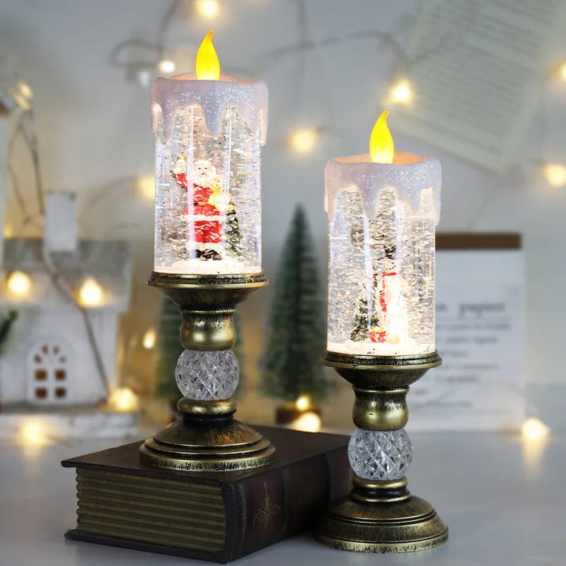 Christmas LED Candle Lights Fantasy Flameless Swirling Glitter Candle Lamp Crystal Electronic Candles for Christmas Party Decor