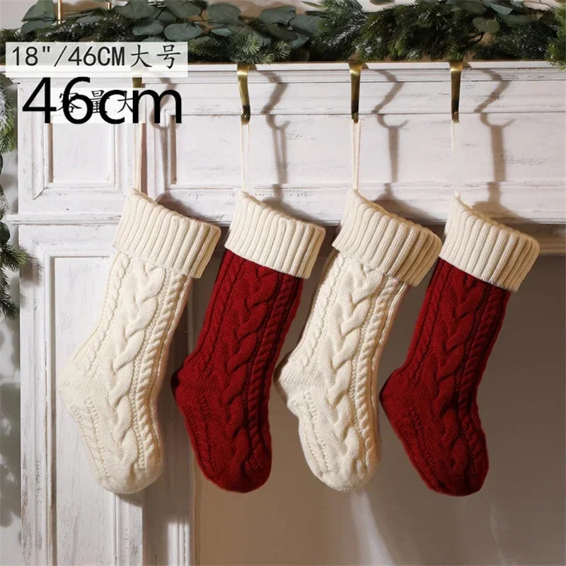 18"/46CM Large Capacity Christmas Gift Bag Decorative Socks Christmas Stocking Hanging Xmas Tree Ornaments Christmas Decorations