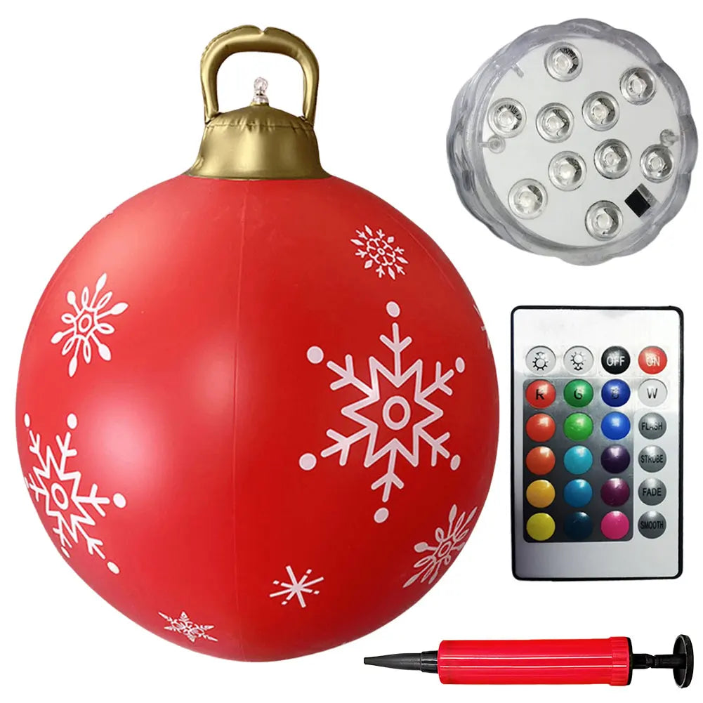 24 Inch Inflatable Christmas Balls with Lights Outdoor Christmas Decorations PVC 60CM Giant Christmas Balls Holiday Decor