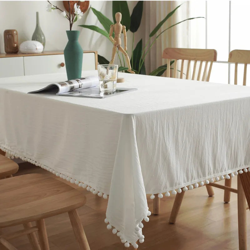 Cotton Fabric Tablecloth Tassels Stitching Washable Table Cloth for Wedding Party Dining Banquet Decoratio Christmas Table Cover