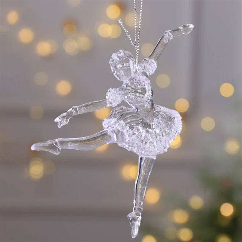 Snowflake Icicle Drop Ornaments Crystal Christmas Tree Transparent Decoration Pendant Christmas Home Decoration Navidad 2024