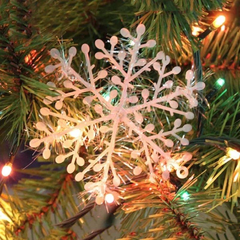 30Pcs Large Christmas Snowflakes Ornaments Xmas Tree Hanging Glitter Snow Flake Decoration DIY New Year Garlands Home Decor