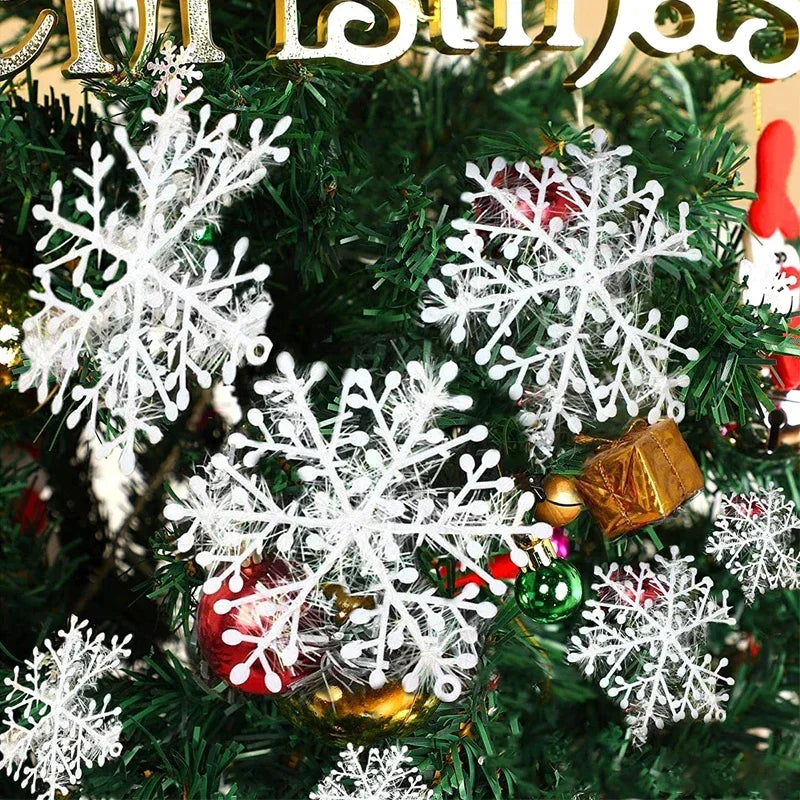 30Pcs Large Christmas Snowflakes Ornaments Xmas Tree Hanging Glitter Snow Flake Decoration DIY New Year Garlands Home Decor