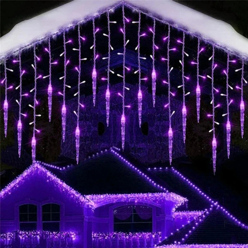 LED Curtain Icicle String Lights Christmas Garland Faiy Light Droop 0.4-0.6M Xmas Garden Street Outdoor Decorative Lighting