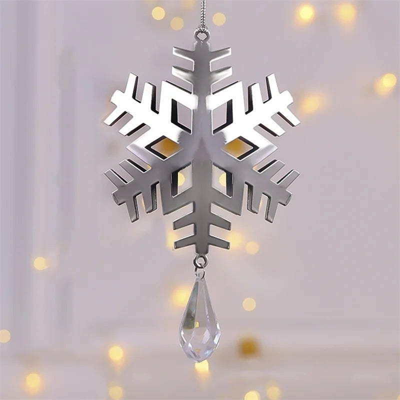 Snowflake Icicle Drop Ornaments Crystal Christmas Tree Transparent Decoration Pendant Christmas Home Decoration Navidad 2024