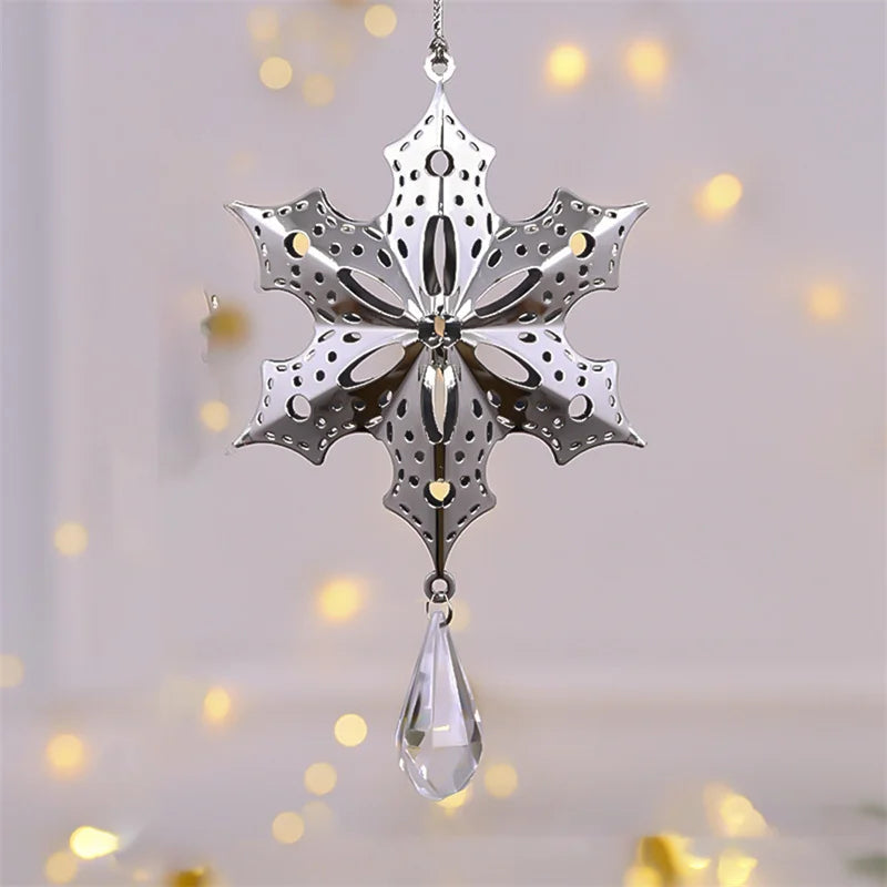 Snowflake Icicle Drop Ornaments Crystal Christmas Tree Transparent Decoration Pendant Christmas Home Decoration Navidad 2024