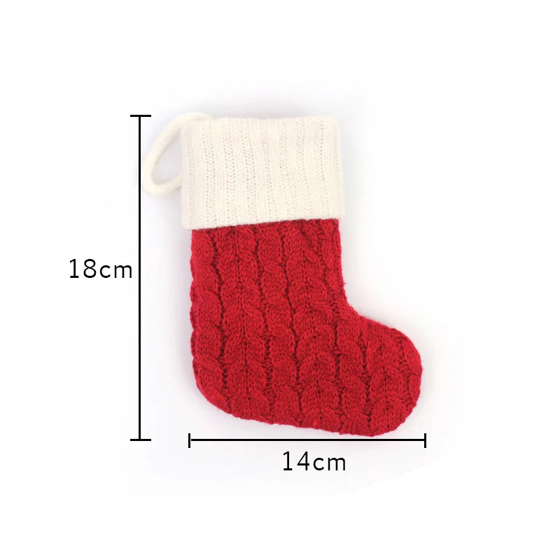 Letters Christmas Stocking New Knitting Christmas Tree Pendant Decorations for Home Xmas Gift Snowflake Alphabet Christmas Socks