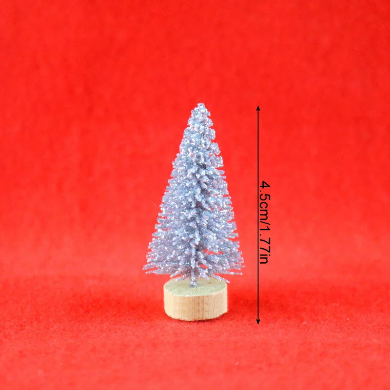 12Pcs Miniature Artificial Christmas Tree Mini Snow Frost Tree Pine Tree Christmas DIY Party Decoration Craft Christmas Ornament