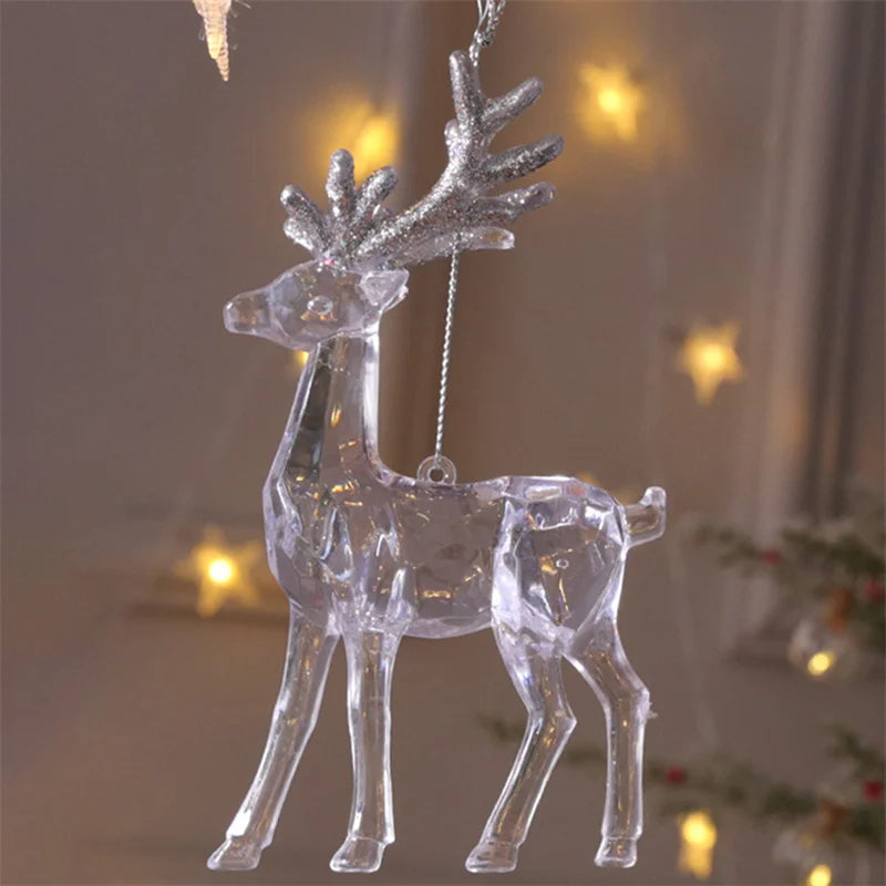 Snowflake Icicle Drop Ornaments Crystal Christmas Tree Transparent Decoration Pendant Christmas Home Decoration Navidad 2024