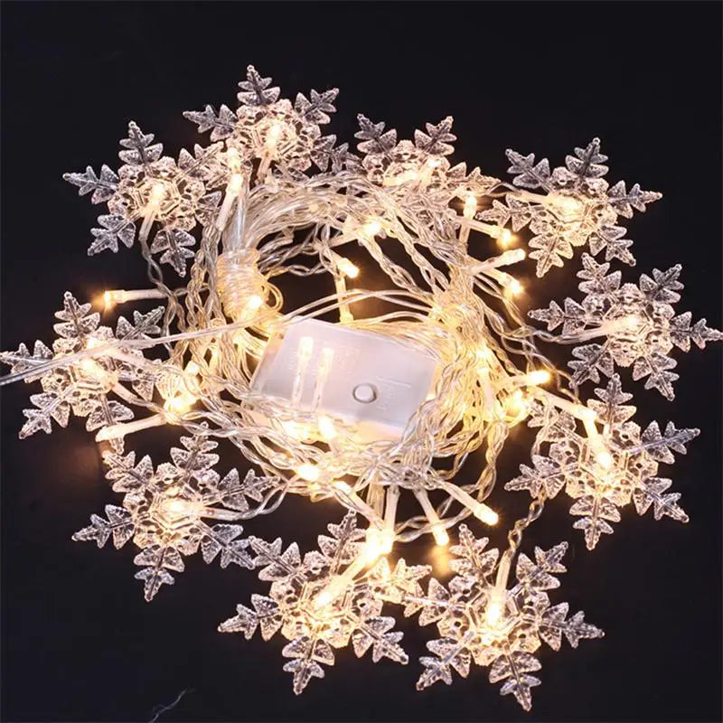 3.2M Christmas Snowflakes LED String Lights Flashing Fairy Curtain Lights Waterproof for Holiday Party Wedding Xmas Decoration