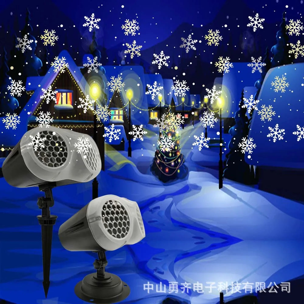 Christmas Snowfall Projector Light Owl Shape Outdoor Highlight Landscape Dynamic LED Snowflake Projection Lamp for New Year 2024