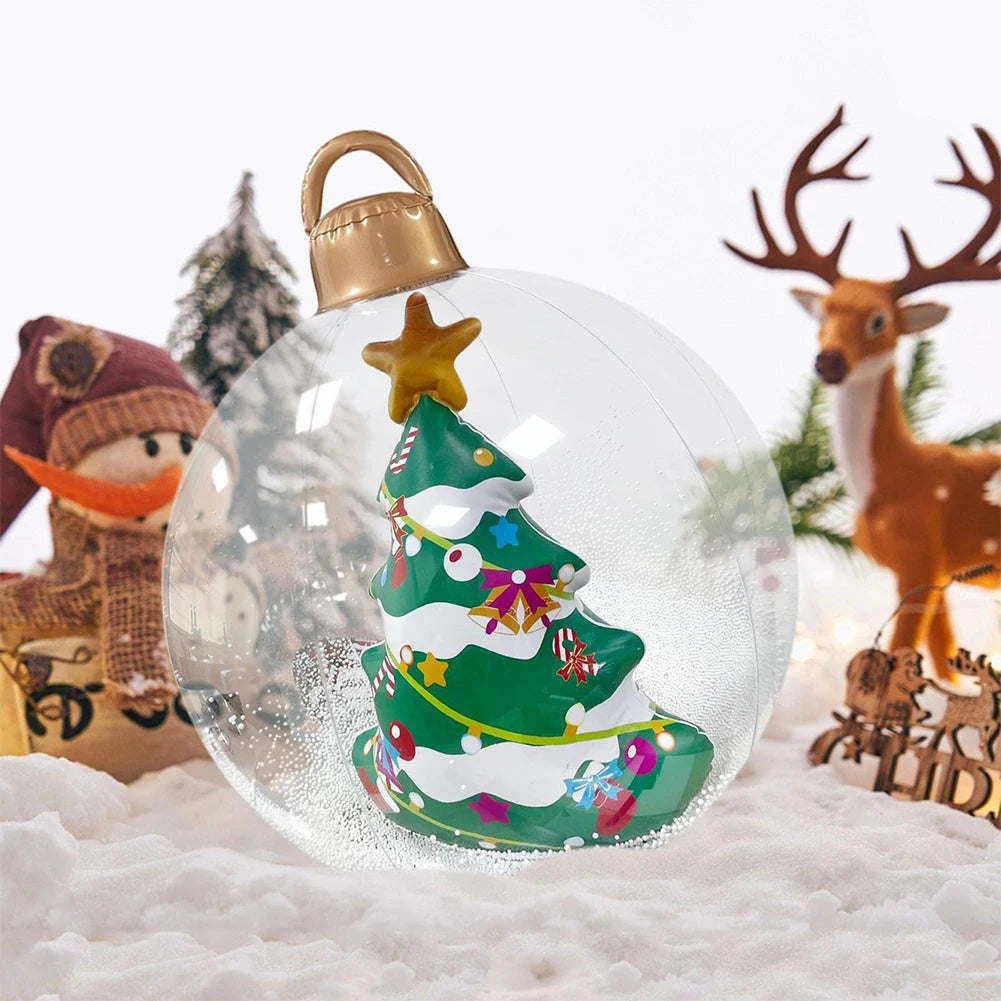 24 Inch Inflatable Christmas Balls with Lights Outdoor Christmas Decorations PVC 60CM Giant Christmas Balls Holiday Decor