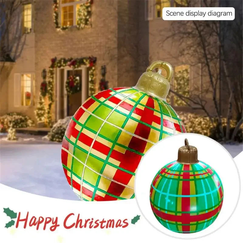 Outdoor Christmas Inflatable Decorated Ball 60Cm PVC Giant Big Large Balls Xmas Tree Decorations Toy Ball without Light Ornament