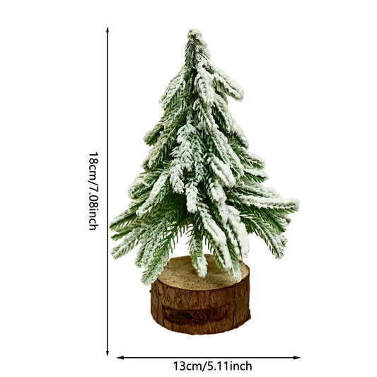 18Cm Mini Snow-Frosted Pine Needle Christmas Tree Tabletop Decoration Small Desktop Ornament Festive Home and Office Decor