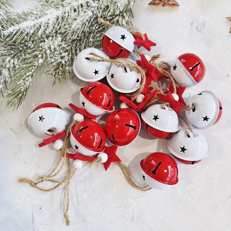 12Pcs Christmas Snowflake Jingle Bell Metal Decorative Pendant for Christmas Tree Ornament Home Party Decoration Supplies