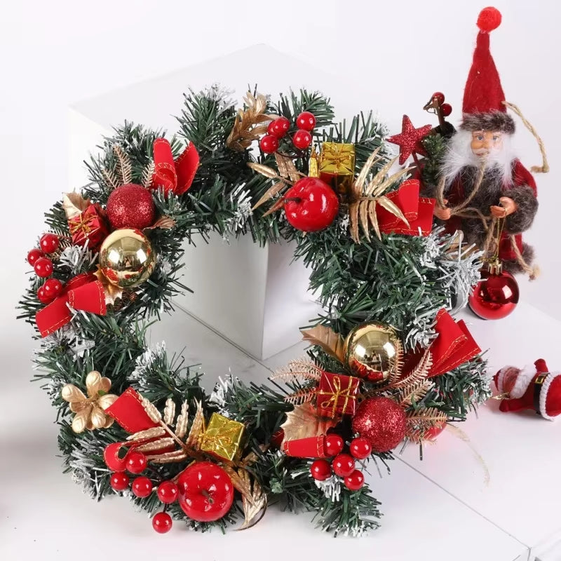 Christmas Wreath for Front Door Gold Window Wall Door Christmas Decorations 2024 Garland Ornament New Year Navidad 2025