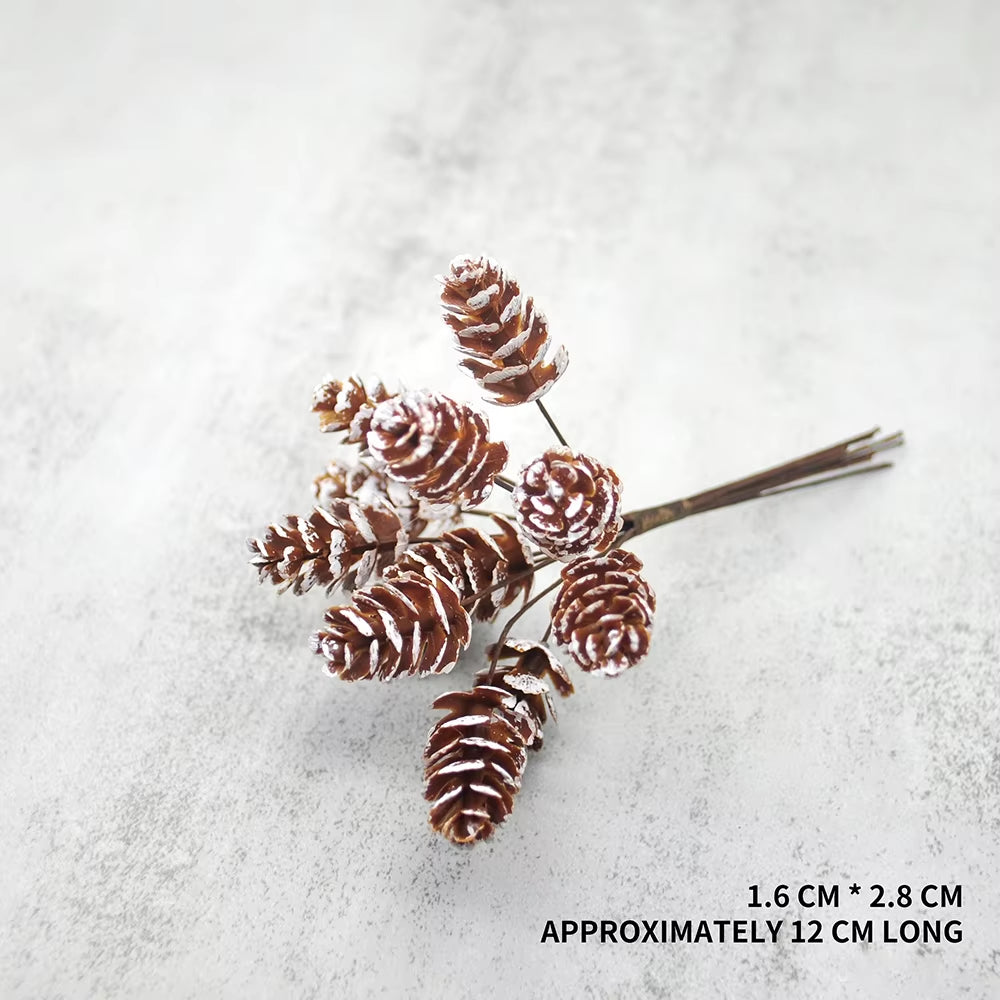 12Pcs Artificial Plant Pine Cones Wholesale Artificial Flowers for Family Christmas DIY Garland Wreath Wedding Decoration