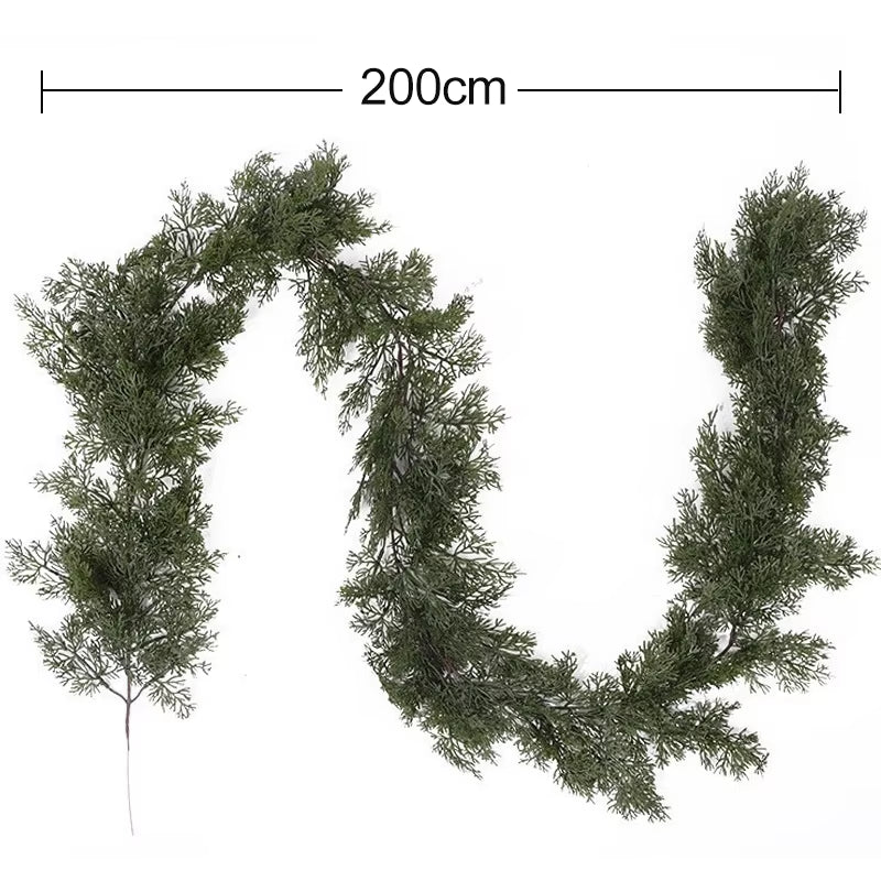 180CM Artificial Plants Christmas Garland Wreath Xmas Home Party Wedding Decoration Pine Tree Rattan Hanging Ornament for Kids